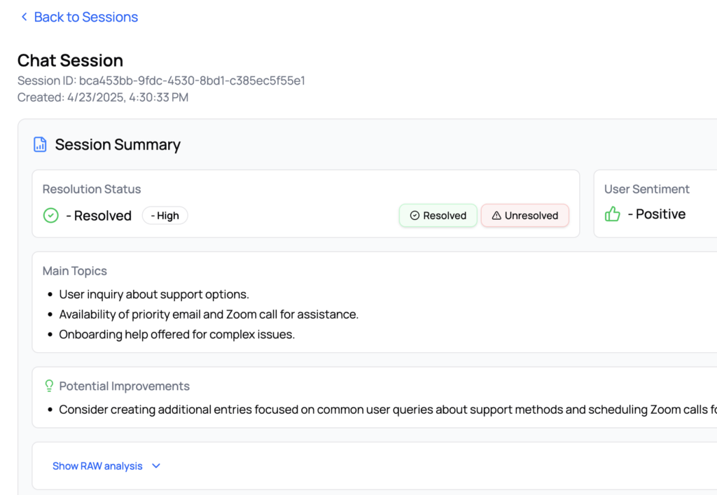 Chat session summary